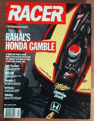 RACER MAGAZINE 1994 MAY - FERRARI 333SP, KENNY SCHARDER,RAHAL-HONDA CHALLENGE*